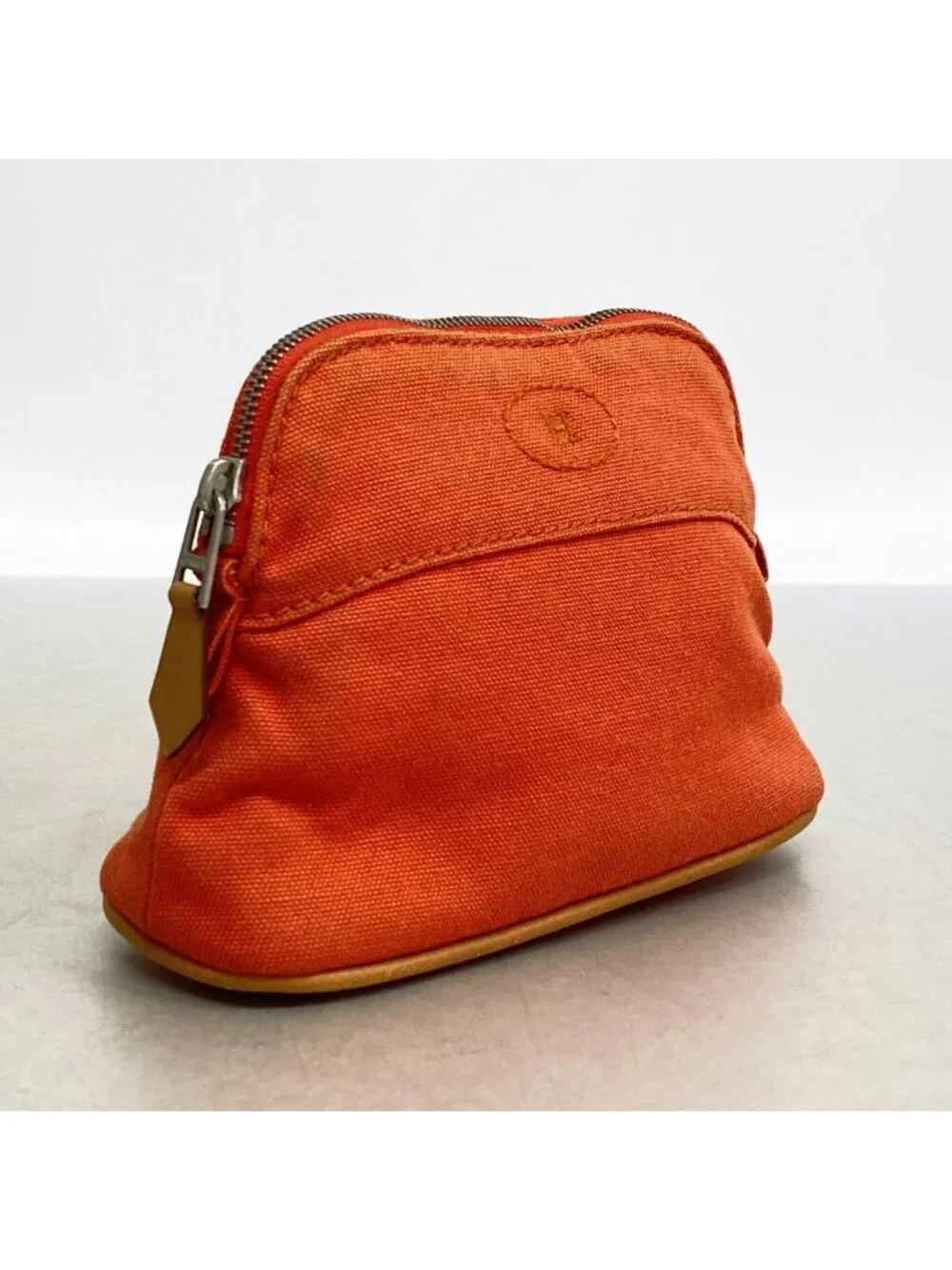 Hermes Pouch Bolide Canvas Orange Silver